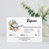 Schelpen iriserend strand nautische elegante schel RSVP kaartje (Staand voorkant)