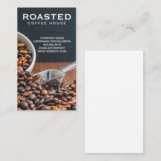 Schelpen Koffiebonen Visitekaartje (Voorkant / Achterkant)