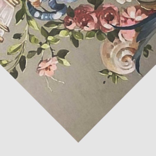 SCHELPEN, KORALEN, DOLFIJNEN, ANTIEK BLOEMDRAAIERS TISSUEPAPIER (Detail)