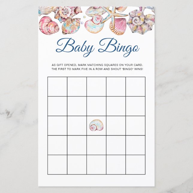 Schelpen Kust Baby Bingo Spel (Voorkant)