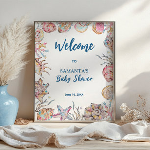 Schelpen Kust Baby Shower Welkom Poster