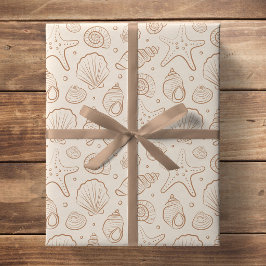 Schelpen Kust Zeenautisch Boho Strand Neutraal Crè Cadeaupapier