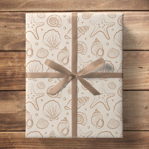 Schelpen Kust Zeenautisch Boho Strand Neutraal Crè Cadeaupapier