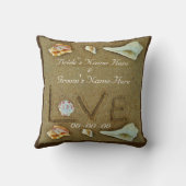 schelpen & Liefde op het strand aangepaste bruilof Kussen (Achterkant)