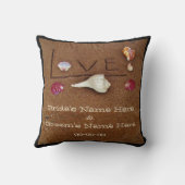 schelpen & Liefde op het strand aangepaste bruilof Kussen (Achterkant)