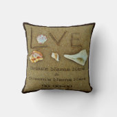 schelpen & Liefde op het strand aangepaste bruilof Kussen (Achterkant)