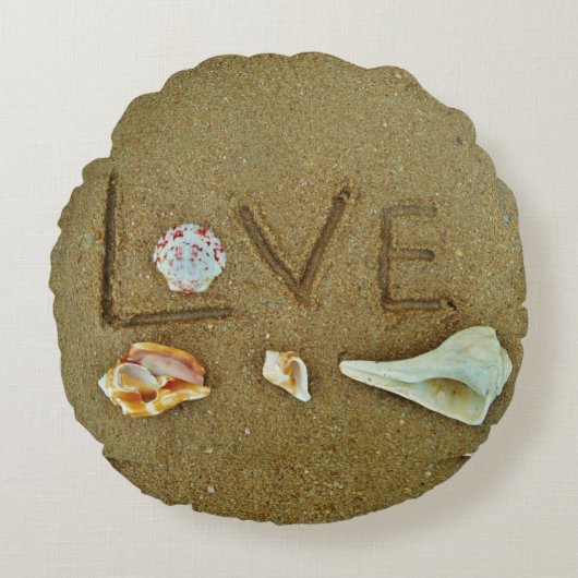 schelpen Liefde voor strandkussens Rond Kussen (Voorkant)