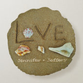 schelpen Liefde voor strandkussens Rond Kussen (Achterkant)