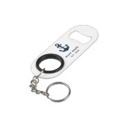Schelpen Marine Blauwe Bootnaam Anker Mini Flessenopener (Achterkant Gekanteld)