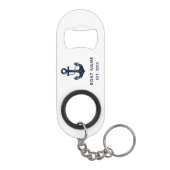 Schelpen Marine Blauwe Bootnaam Anker Mini Flessenopener (Achterkant)