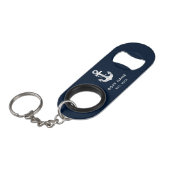 Schelpen Marine Blauwe Bootnaam Anker Mini Flessenopener (Voorkant Gekanteld)