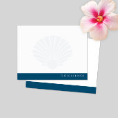 Schelpen met marineblauwe band familiebureauartike notitiekaartje