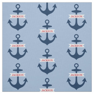 Schelpen Navy Blau Gepersonaliseerde Naam Boot Ank Stof