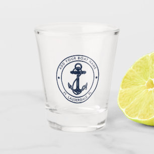 Schelpen Navy Blauwe Anker Boot Naam Custom Shot Glas