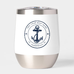 Schelpen Navy Blauwe Anker Bootnaam Op Maat