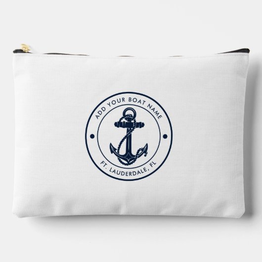 Schelpen Navy Blauwe Anker Bootnaam Op Maat Etui (Voorkant)