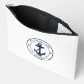 Schelpen Navy Blauwe Anker Bootnaam Op Maat Etui (Open)
