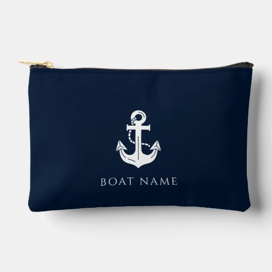 Schelpen Navy Blauwe Boot Naam Anker Etui (Voorkant)