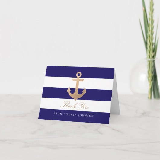 Schelpen Navy Dank Je Bedankkaart (Voorkant)