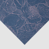 Schelpen Oceaan Strand Blauwe Schets Tissuepapier (Detail)