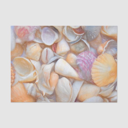 Schelpen Oceaan Strand Decoupage Kunstontwerp Tissuepapier (Voorkant)