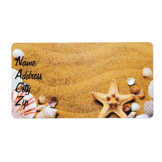 Schelpen op het strand etiket (Voorkant)