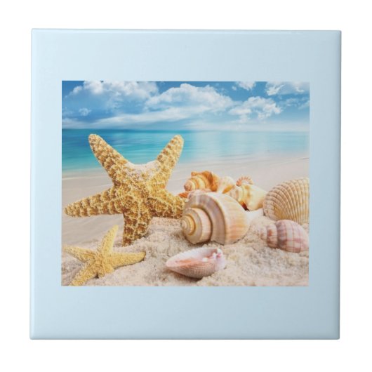 Schelpen op het strand tegeltje (Voorkant)
