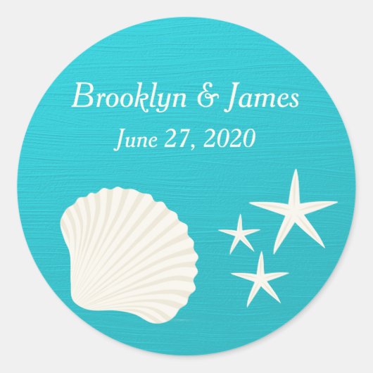 Schelpen Op Strand Huwelijk Stickers (Voorkant)