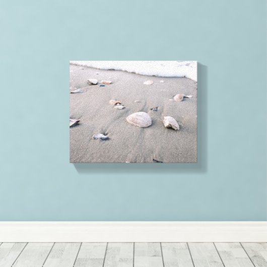 Schelpen op zand canvas afdruk (Insitu (Houten vloer))
