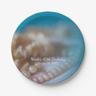 Schelpen & Parels Elegante Geschilderde Strand Bor Papieren Bordje