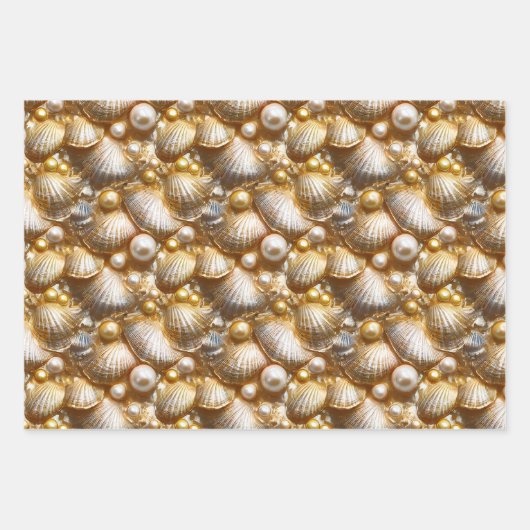 Schelpen parels gouden parel glans schelp inpakpapier vel (Voorkant 2)
