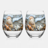 Schelpen Parels Zee Schuimzeester Wijnglas Zonder Voet (Links)