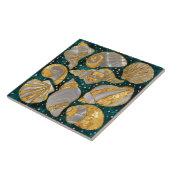 Schelpen patroon - aquamarmer, parel en goud tegeltje (Zijkant)