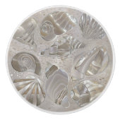 Schelpen patroon - parelmoer keramische knop (Voorkant)
