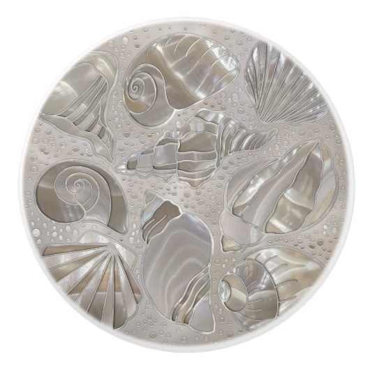 Schelpen patroon - parelmoer keramische knop (Voorkant)
