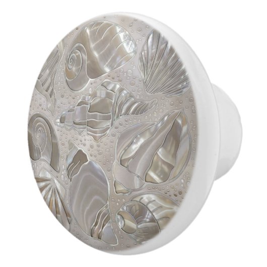 Schelpen patroon - parelmoer keramische knop (Rechts)