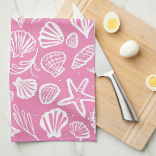 Schelpen Roze Patroon Strand Schelpen Chic Theedoek