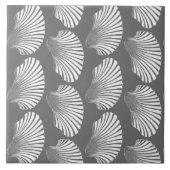 Schelpen Shell Print, Grijs en Wit Tegeltje (Voorkant)