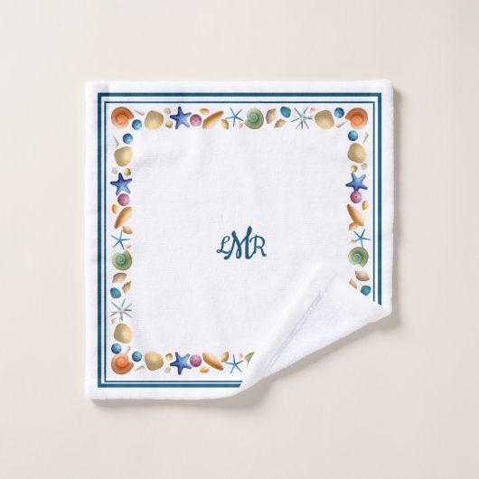 ***Schelpen & Strepen Badhanddoek Set Bad Handdoek (Wasdoekje)