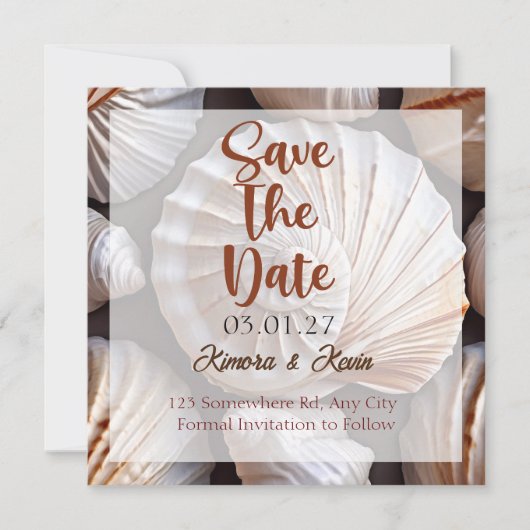 Schelpen Thema Persoonlijke Save The Date Kaart (Voorkant)