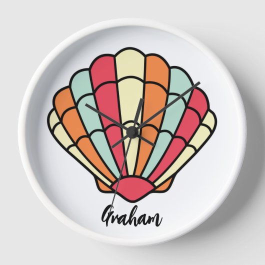 Schelpen Thema Wandklok Schelp Gepersonaliseerd (Voorkant)