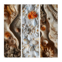 Schelpen Triptiek Wandkunst
