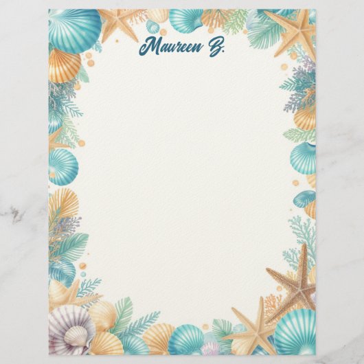 Schelpen van de zee briefpapier briefhoofd (Voorkant)