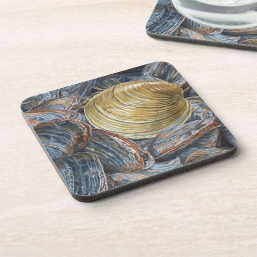 Schelpen van Mosselen en Quahog Bier Onderzetter (Linkerzijde)