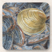 Schelpen van Mosselen en Quahog Bier Onderzetter (Voorkant)