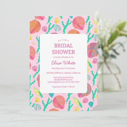 Schelpen Vrijgezellenfeest Elegant Vrouwelijk CUST Kaart (Staand voorkant)