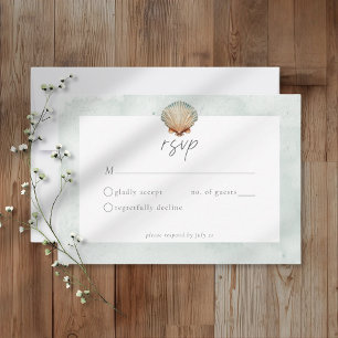 Schelpen Waterverf Minimalistische Strandtrouw RSVP Kaartje