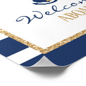 Schelpen Welkom Bord Navy & Goud Poster (Hoek)