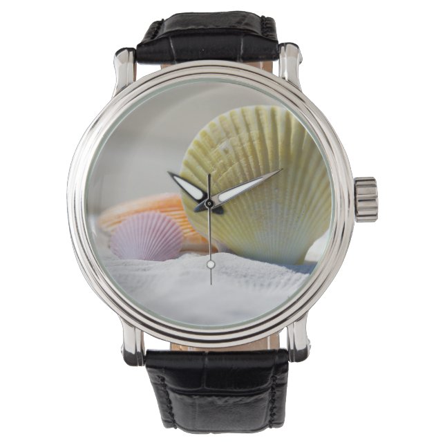 Schelpen, zand, strand horloge (Voorkant)