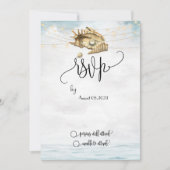 Schelpen, Zee, Lichtslingers Script RSVP Kaart (Voorkant)